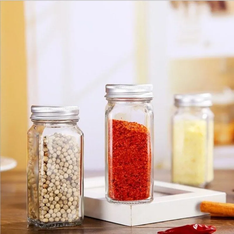 Square Glass Spice Jars with Shaker Lids Empty Spice Containers, Airtight  Metal Caps, Kitchen Spice Storage Bottles, Convenient Fresh
