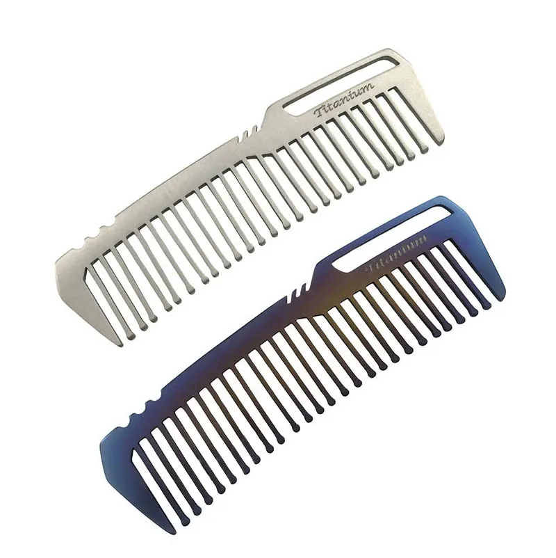 Peigne de titane pur edc coiffeur de coiffeur peigne de voyage minimise de peigne de coiffage à la barbe de peigne anti-statique pour tous les types de cheveux