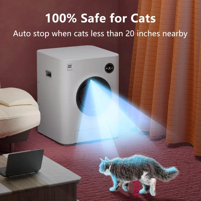 8l große Kapazität Automatische Katzenrückschachtel vollständig geschlossene Toiletten Deodorant Anti-Sand Electric Smart Cat Poop Basin Katze Lieferungen