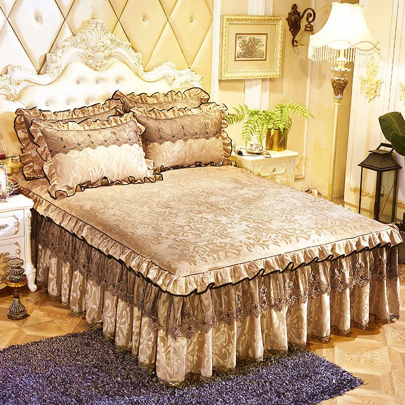 3 pcs Lit écarts de la jupe de lit de luxe européen épaissis beaux couches king size