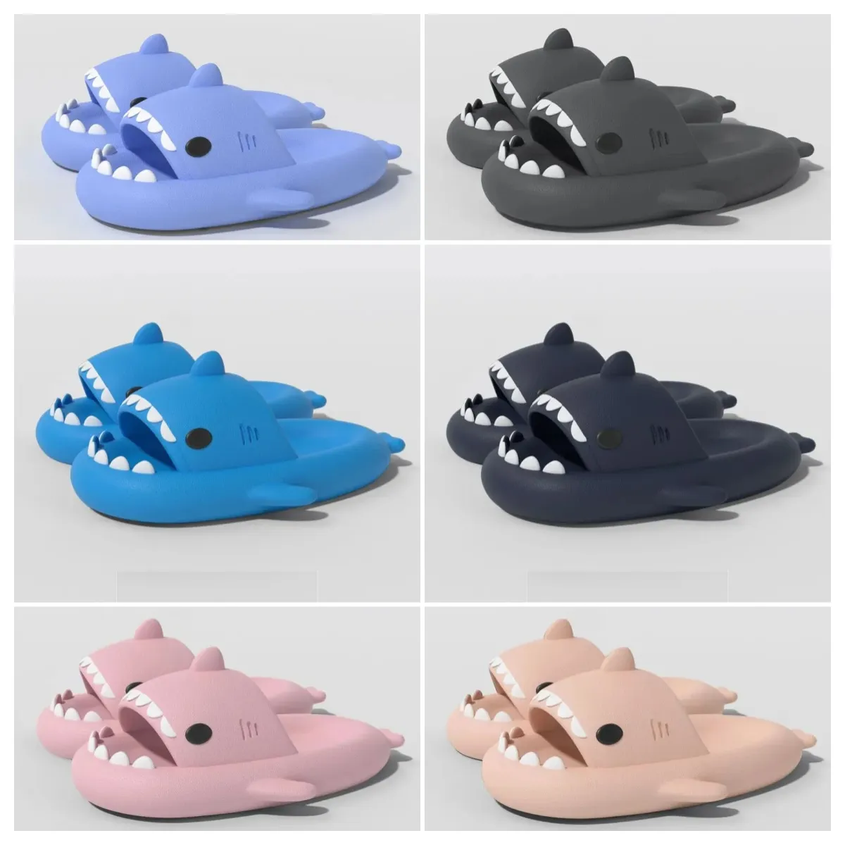 2024 Luxury Designer Quality Shoes Sandal Summer Shark Slippers Shark Slides Black White Thick Soled Shoes Kids Flat Sandals Gradient Flip Flops