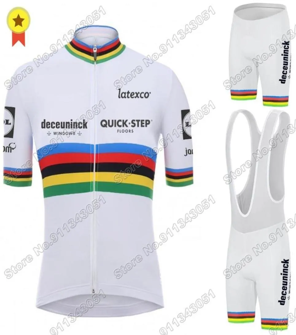 White World Quick Step Cyrsey Jersey Set di abbigliamento da corsa per bici da bici da bici Shorts Shorts Maillot Cycrisme Racing Sets2198340