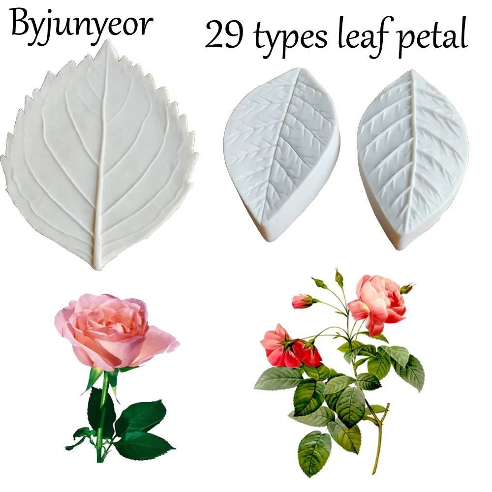 26 types Flowerleaf Petal Silicone Moule Fondant Moule de moule outil de décoration de gâteau Gumpaste Resin Moule de bougies Candus