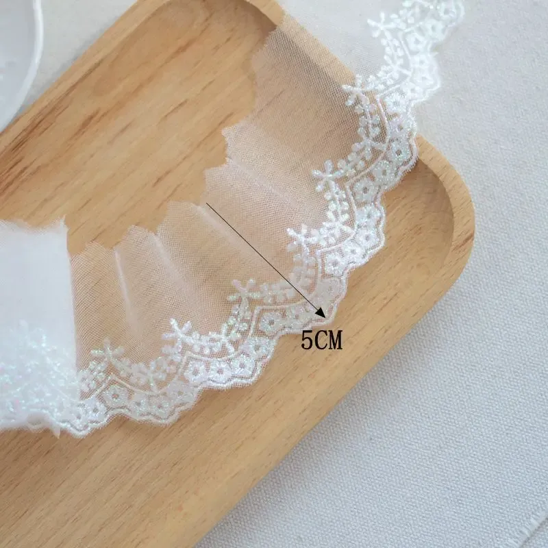 2Yards 5cm Soft Ivory Mesh Blue Pink Polyester Fabric Venise Baby Lace Trim Embroidery Sewing Crafts Doll Material Lace Edge