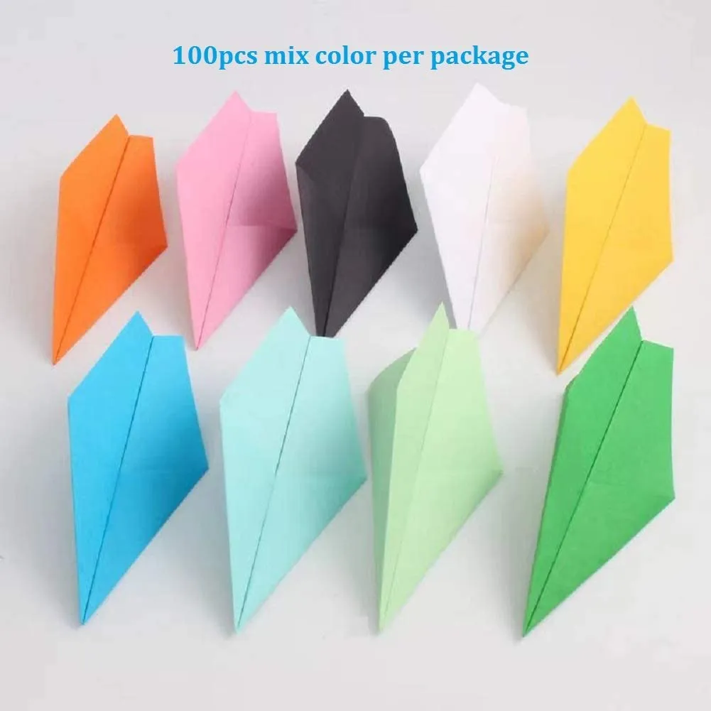 100 pièces préfabriqués arc-en-ciel Origami papier avion plié Origami avions pour enfants fête fournitures avion thème anniversaire bébé douche Par