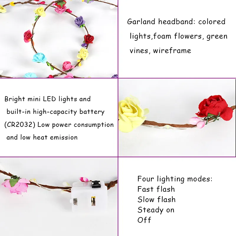 LED Light Flowers artificiale Abdollo ghirlanda HAWAIIAN Flash Ghirlanda Decorazioni feste di compleanno hawaiane decorazioni matrimoni da donna