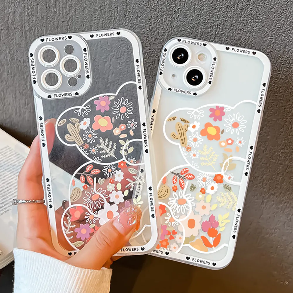 Flower Mite Bear Case For Samsung Galaxy A55 A53 A52S 5G A52 A54 A14 A13 A35 A33 A51 A51 A50 A12 A32 A23 A22 Case Covers Covers