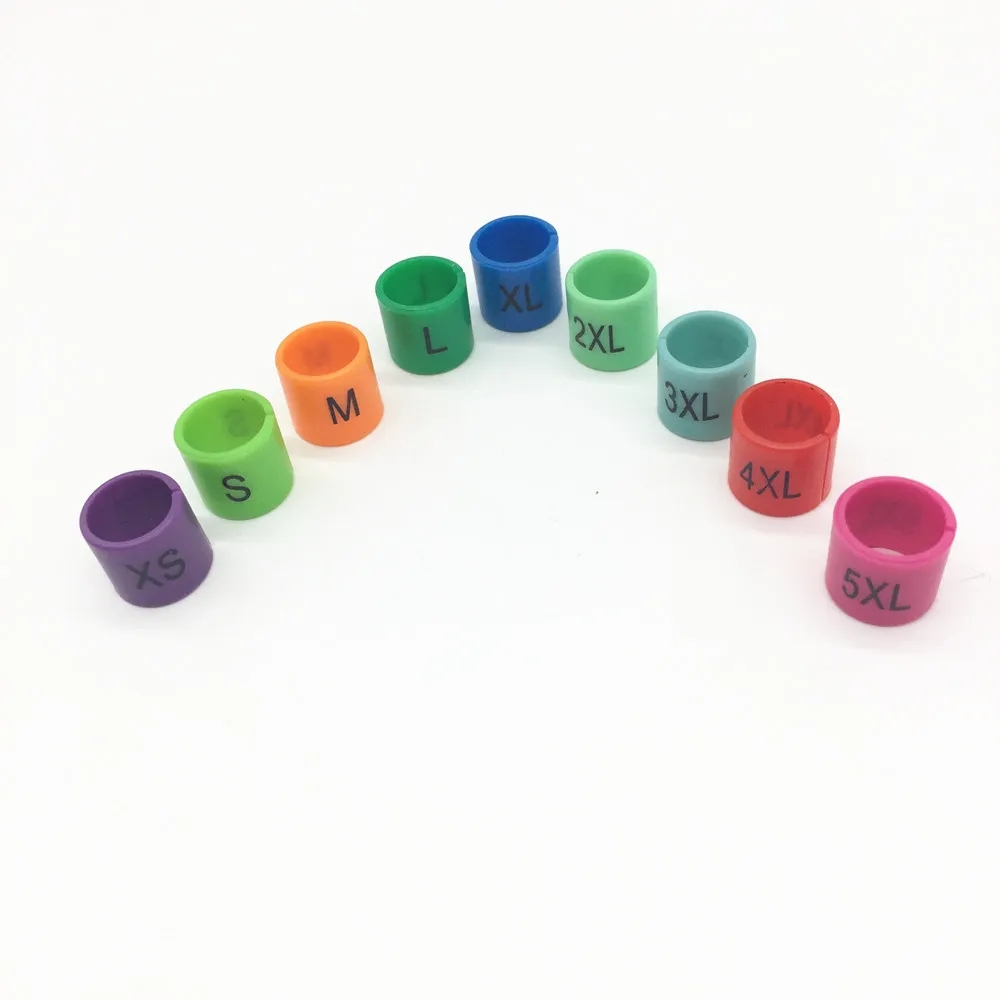 Plastic Size Markers Ring for Hangers, Assorted Pre-Printed, Hanger Size Marker, Sizes Colors, XS-5XL, 100 Pcs per Bag