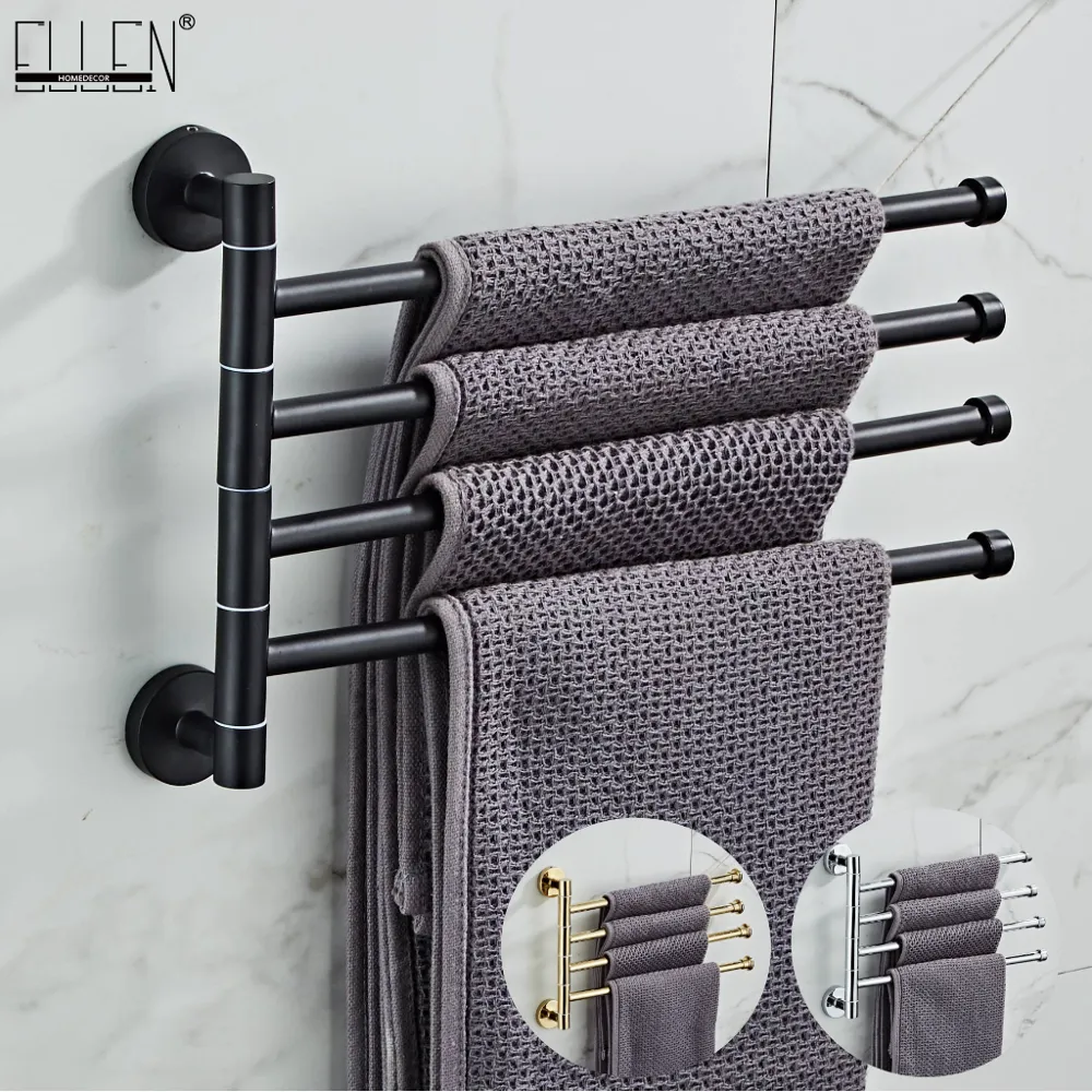 Bathroom Movable Towel Holder Black Gold Bath Towel Rack 4 Layer Chrome Towel Bar Bathroom Hardware EL24DH