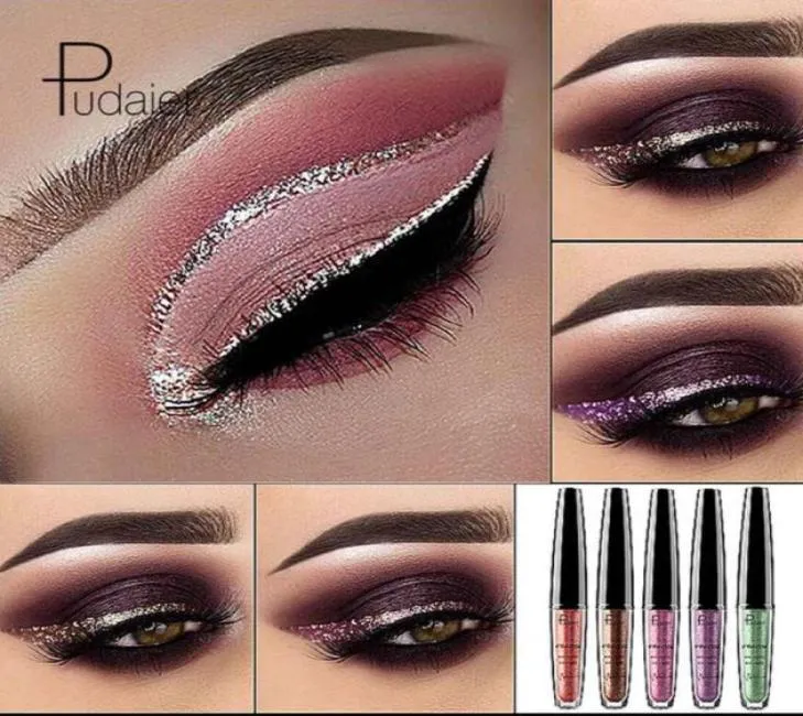 16 Renk Pudaier Sıvı Parıltılı Eyeliner Maquiagem Proferial Metalik Gümüş Su geçirmez Göz Farı Gözleri M8836780