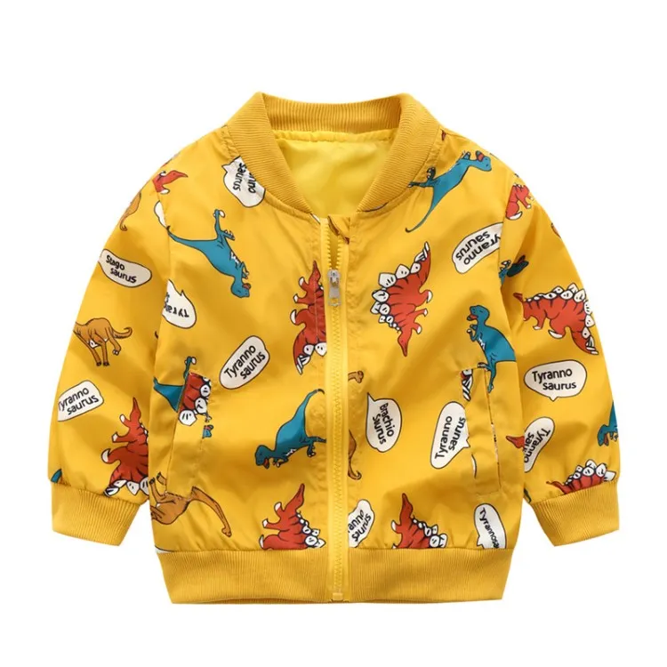 COOTELILI Cute Dinosaur Infant Baby Spring Sunscreen Jacket For Children Active Hooded Spring Jacket Boys Kids Outerwear Coat (14)