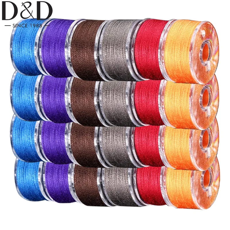 Bobbins per macchina da cucito a 24 colori 5/10/20/30pcs Polsocolli di bobine in preda al multicolore con filo per accessori da cucito ricami