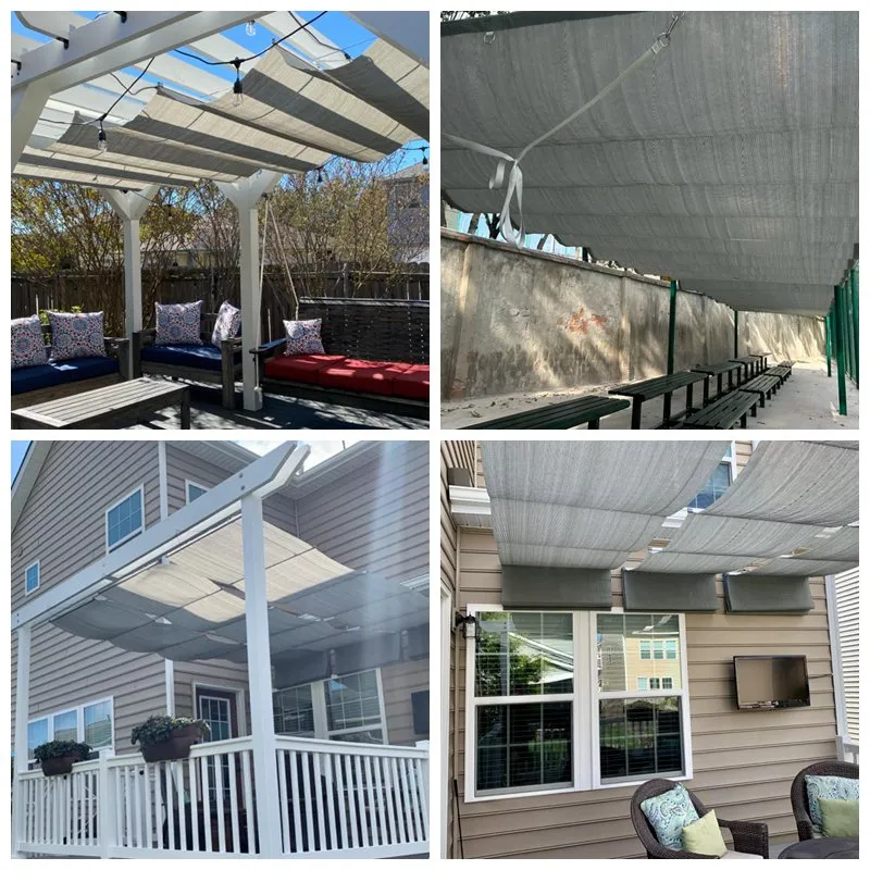 Télescopie gris auvents en plein air HDPE Wave Sunshade Net Courtyard Pergola Sun Cautuop