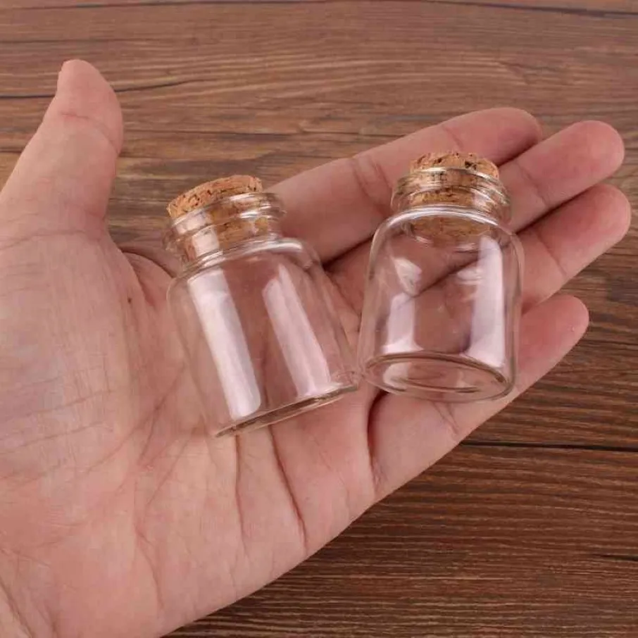 24pcs 30 40 17mm 15ml Mini Glass ing Bottles Tiny Jars Vials With Cork Stopper wedding gift 210330230H