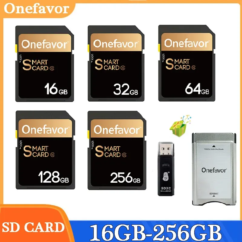 Carte OneFavor SD Card 16GB 32GB 128GB 256 GB U3 SDHC Memoria SmartCard 90MB/S per fotocamera Nikon Canon con scheda Adattatore PCMCIA