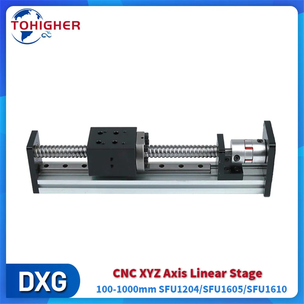 100-1000 mm Stroking Electric Sliding Table CNC 3D Drukarka Liniowa STAP STOPY MGW12R Aluminium Rail SFU1605 1610 1204 Ballcrew