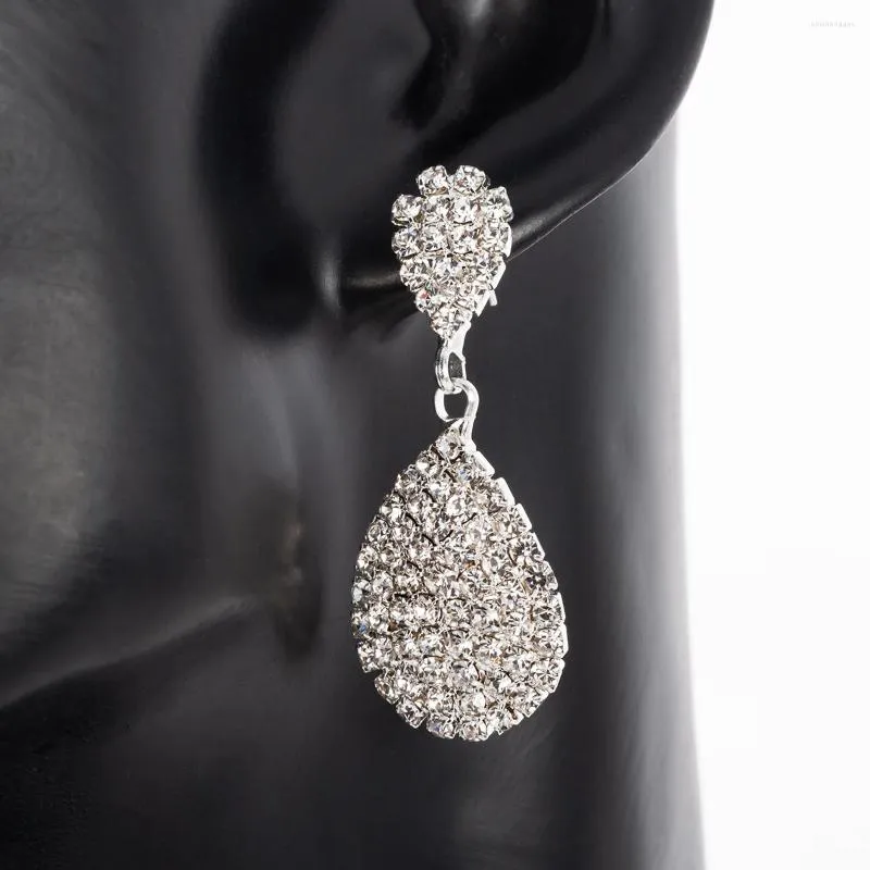 Brincos de Moda de Moda de Moda de Prata com Crystal Luxúria Drop Drop Women Women Bridal Wedding Party Jewelry Gifts