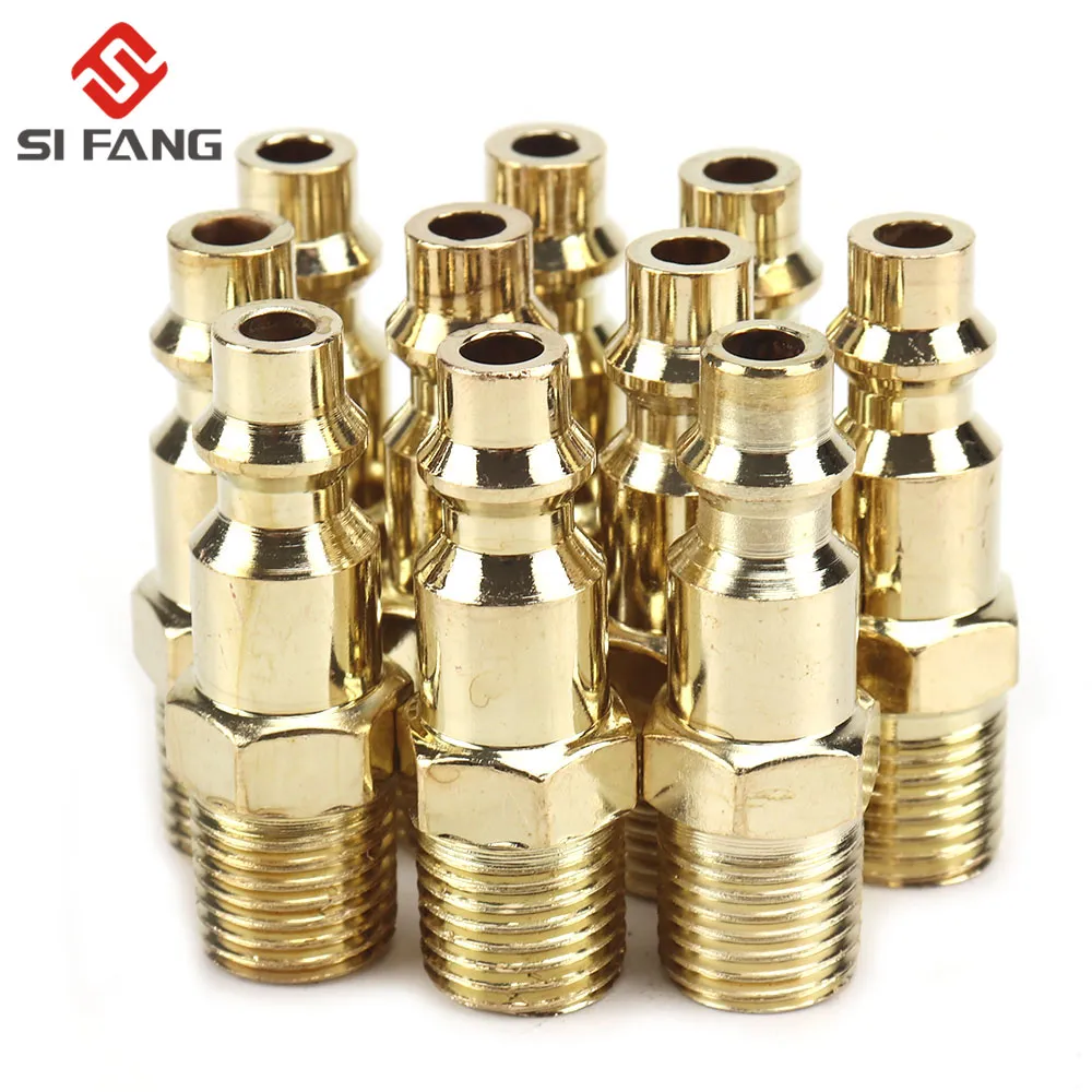 1/4" NPT Male Plug Air Hose Connector Quick Pneumatic Fitting Industrial Air-operated Tool Compressor Set Solid Brass New