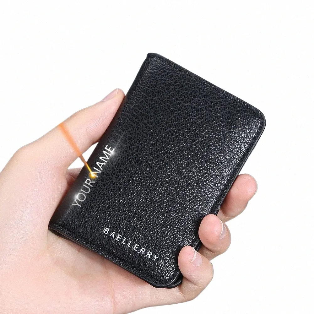 baellerry New Short Men Wallets Name Customized Mini Card Holder Luxury Male Purse High Quality PU Leather Brand Men's Wallet f4zi#