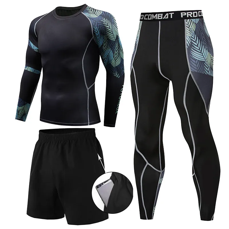 maglietta MMA RashGuard +Pant per boxe Muay Thai Shorts 3pcs/Set Male Rash Guard Jiu Jitsu MMA Abbigliamento MMA Gym leggings Sport Suit