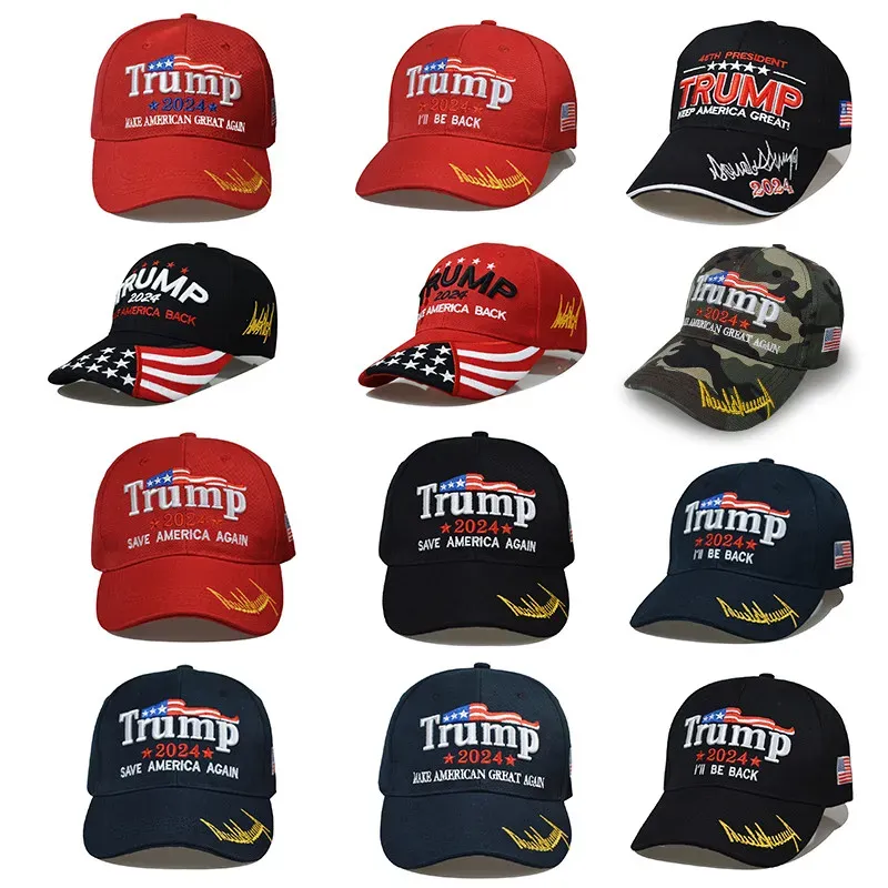 Styles Donald 12 Trump 2024 Cap Hafted Baseball Hat z regulowanym paskiem Save Amercia Again Banner 0410