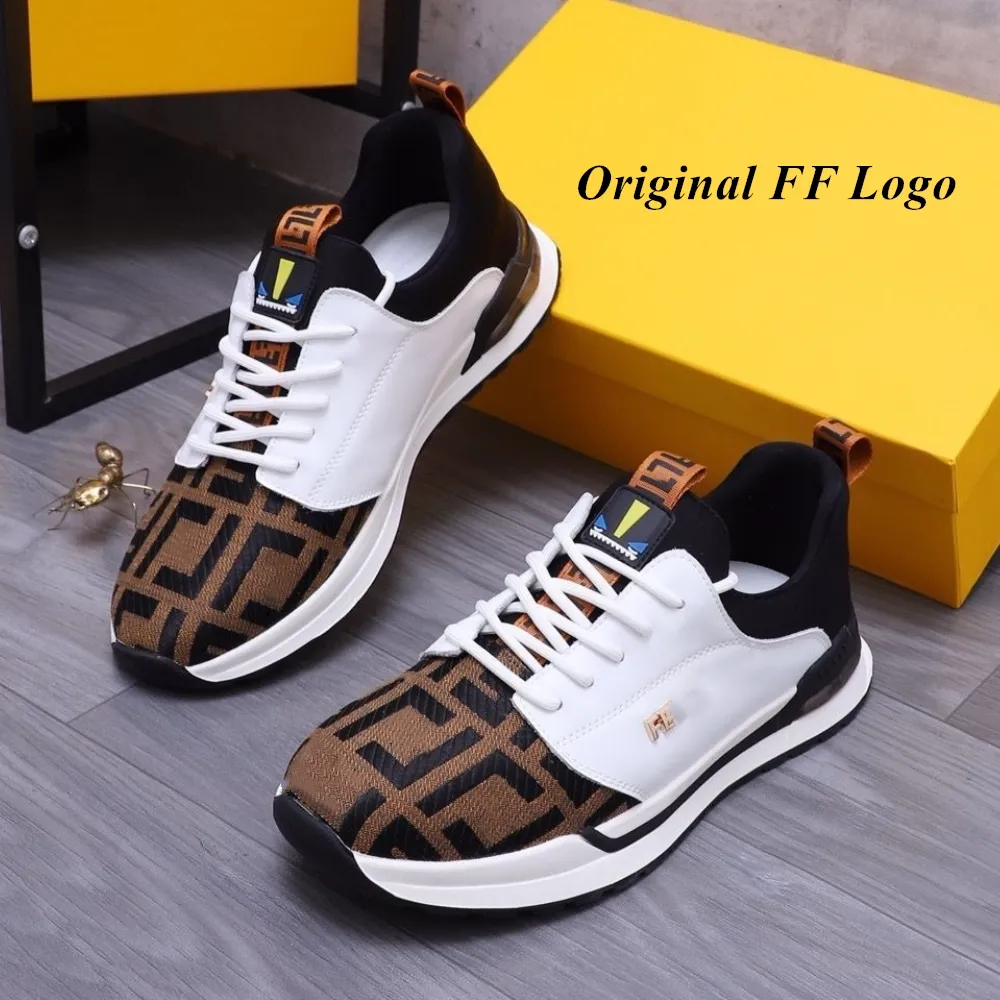 Originele Fendin Designer schoenen Hoge top dames sneakers spiegel kwaliteit veter trainers plat sport luxe heren schoenen met doos chaussure dhgate nieuw