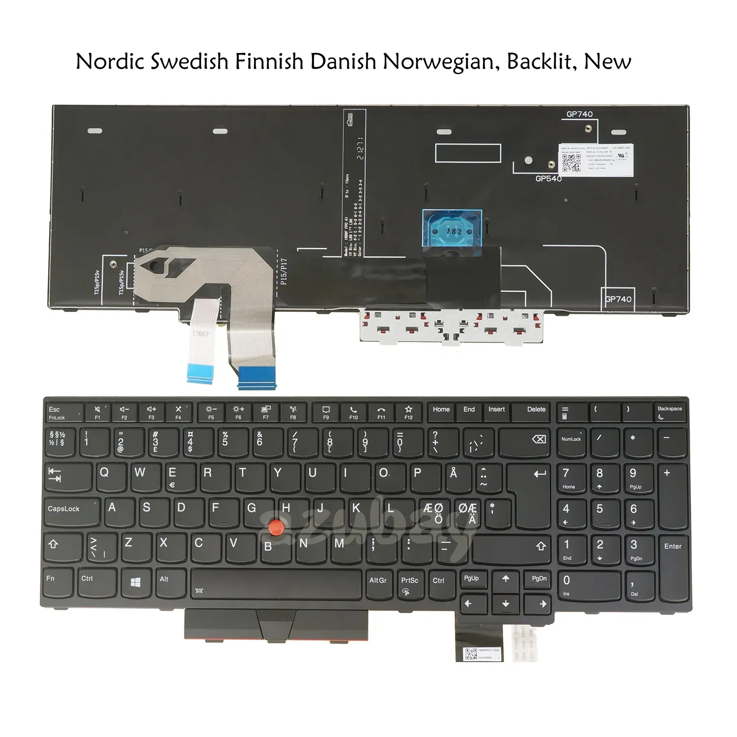 Tastiere laptop tastiera retroilluminata per Lenovo ThinkPad P15 / P17 / T15G GEN1 20UR 20US 20S 20SU 20SN 20SN 20SQ Svedish Danish Norwegian