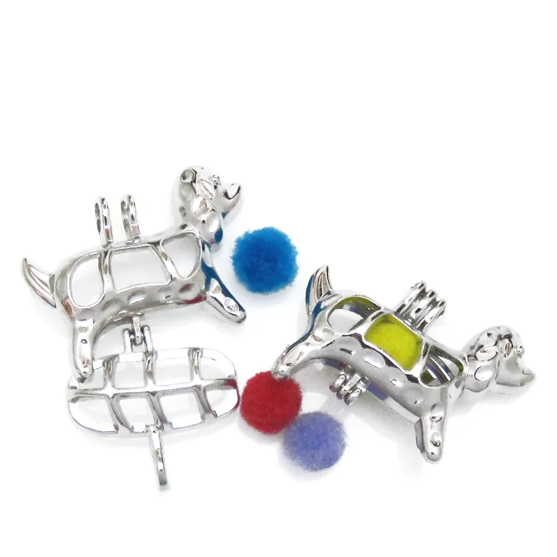 10 pezzi Classic Dog Babbund Charm Cange Cage Locket Aromatherapy Diffuser Collana a pendente Bracciale gioielli regalo Bulk