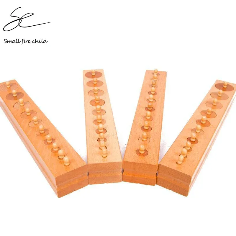 Montessori Education Toys: Cylinder Socket Blocks Set Four Large Wooden ...