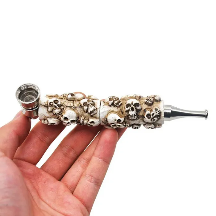 Tubo de cigarro removível para cigarro com estilo de fumação no estilo Skull com tela de malha tigela viajar TILA DE TOBACCO DE TOBACCO Tubos de queimador de óleo