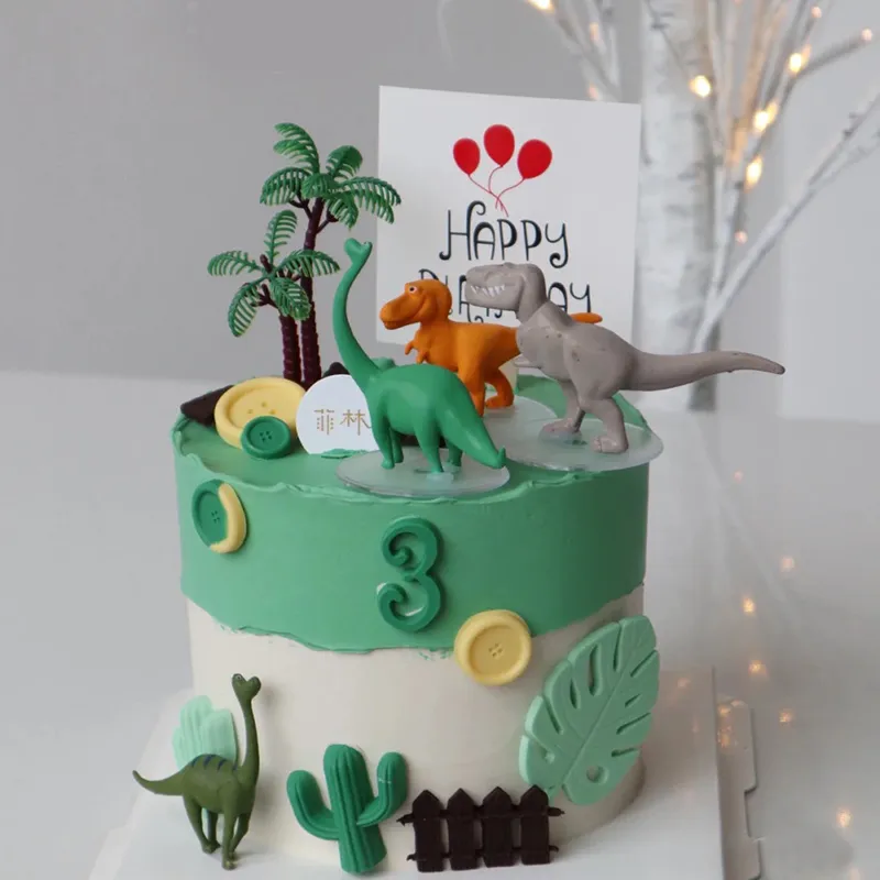 Dinosaur -thema Parti Cake Topper Dinosaur Jungle Safari Birthday Party Decor Boy Dinosaur Cake Decor Jurassic World Party Decor