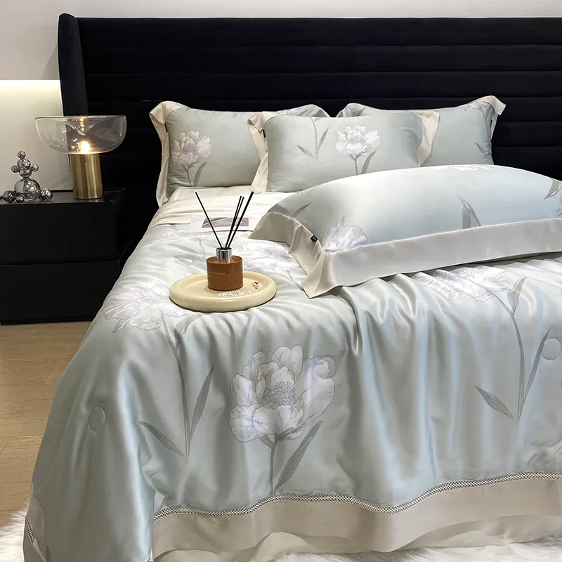 1/4pcs Bambu Lyocell Clanta de resfriamento Quilt Silky macio respirável para a cama de luxo de luxo colaboração colcha de cama travesseiros