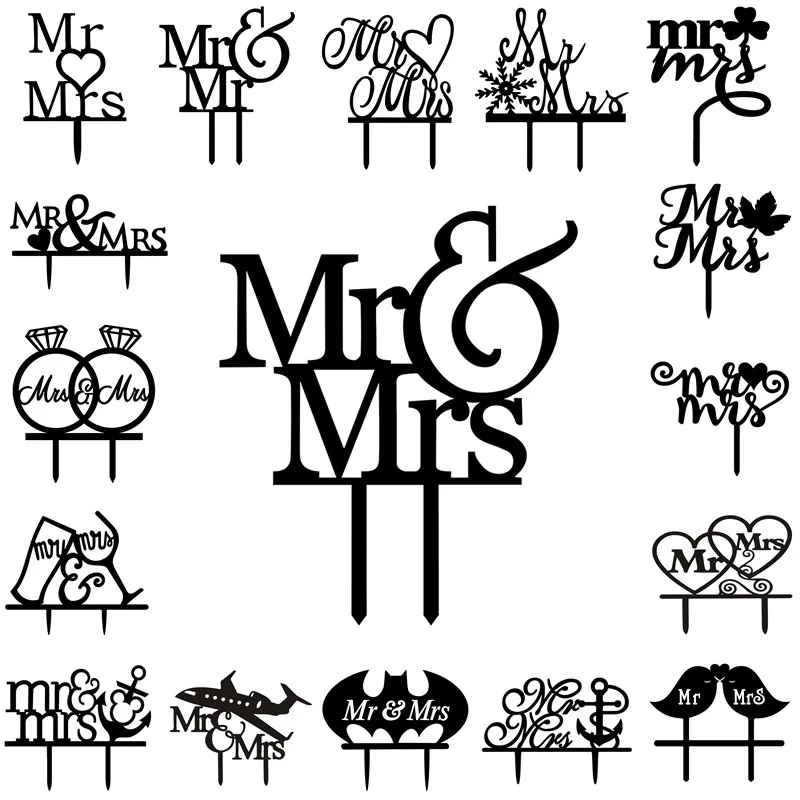 Multi Styles Mr&Mrs Mr&Mr Mrs&Mrs Wedding Acrylic Cake Flags Cake Topper Wedding Engagement Aniversary Party Cake Decor