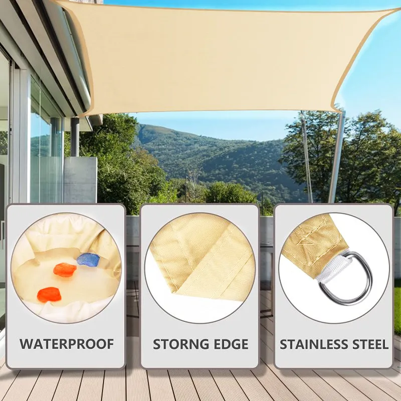 Rettangolo impermeabile Sun Shade Sail Pool Cover Auto Auto Tamini per esterni in tessuto Canopone Sundi di sole per il cortile del giardino da giardino patio