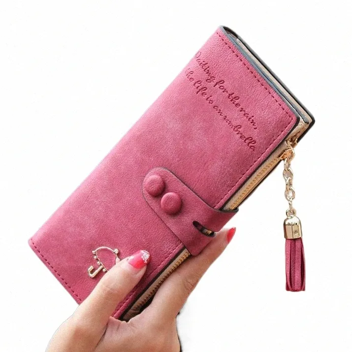 Femmes portefeuilles Matte Pu Leather Lady Hands sacs Hasp Tassel Zipper Cutch Coin Purse Cartes Holder Meybags Woman Burse Wallet Sacs 20cx #