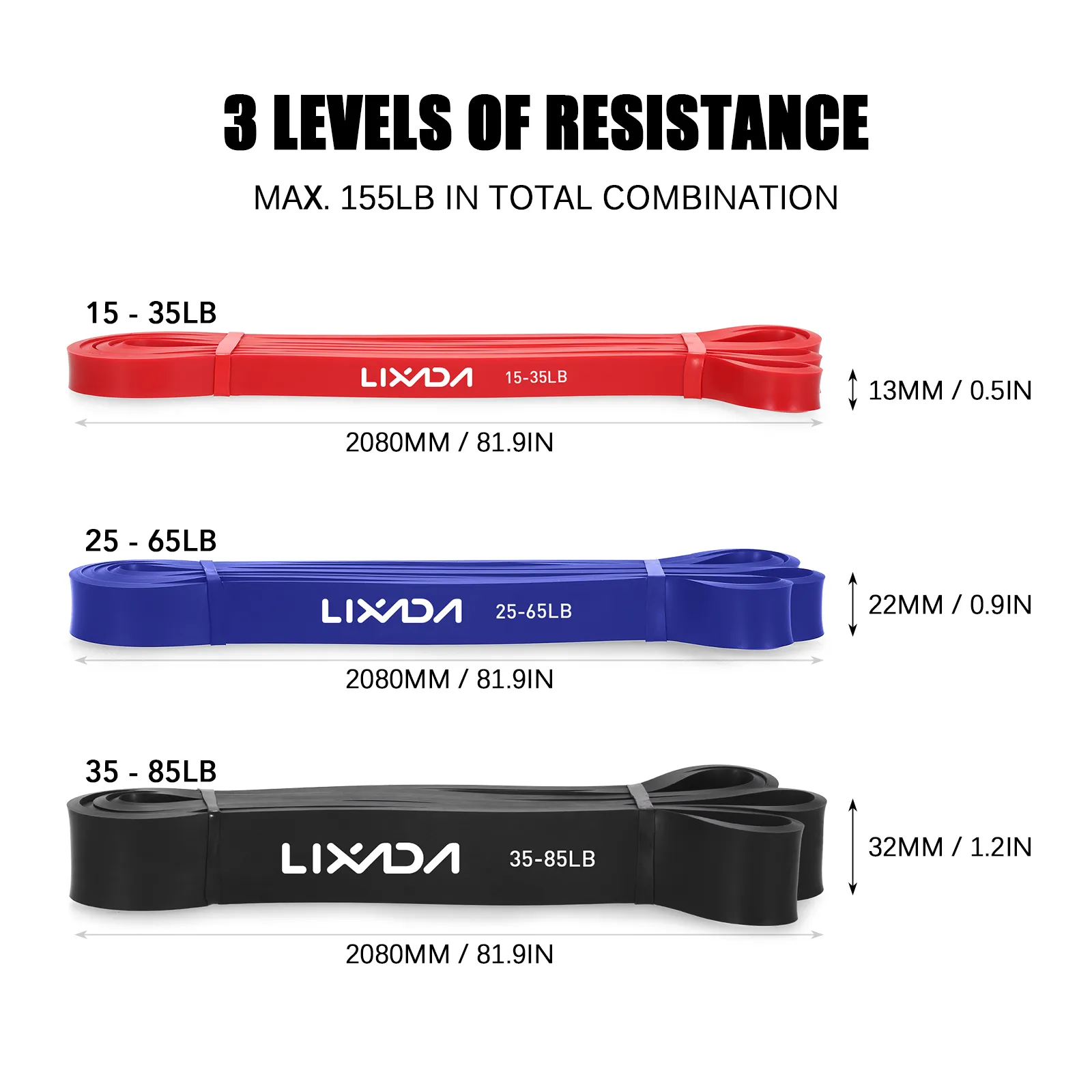 LIXADA 3PCS / 5PCS Set Pull Up Bands Assist Bands Set Resistance Boucle Bandes de boucle Powerlifting Exercice Bands Stretch Bands avec sac de transport