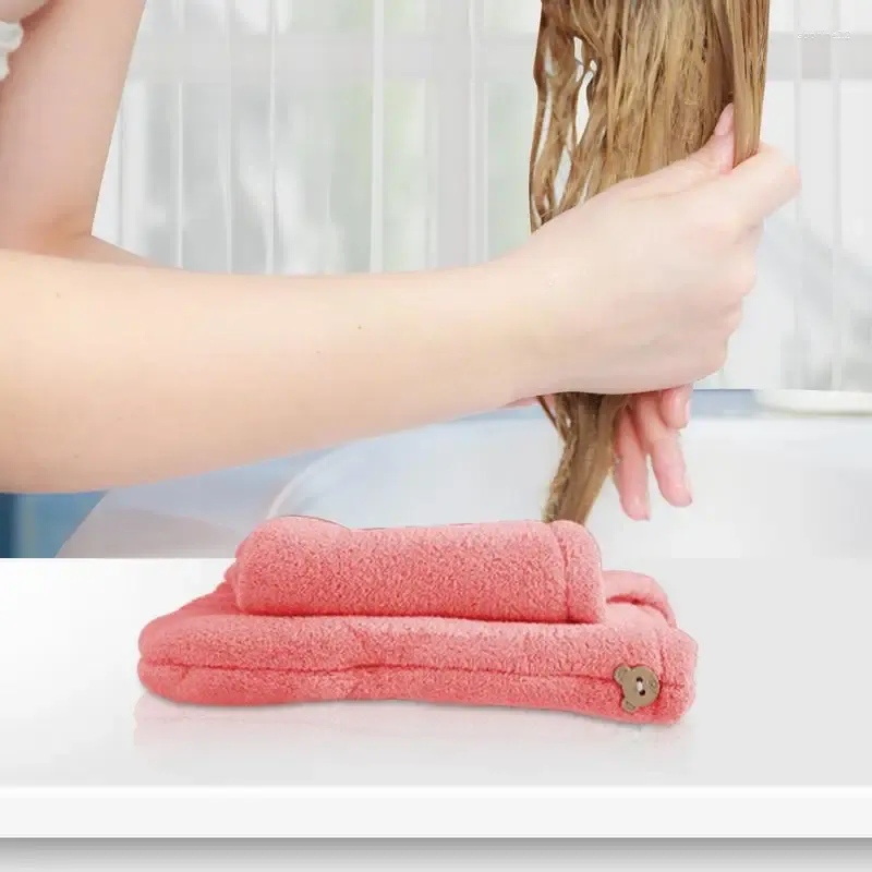 Полотенце волосы с аптечками микрофибры быстро высыхают турбаны для ванны шляпа сухой голова женщин для взрослой ванной комнаты