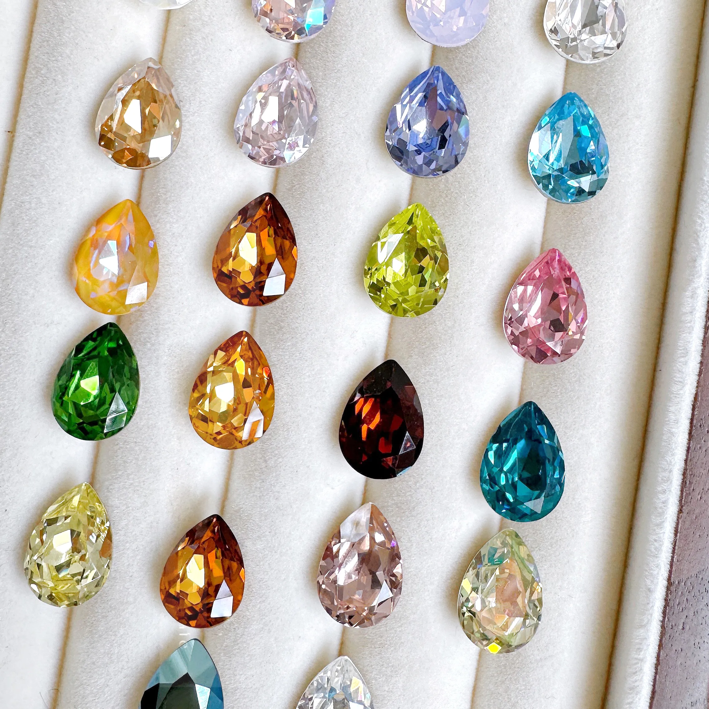 Pointed Rhinestones Stone Glass Rhinestones Pear Drop Fancy Stones Crystal Pointed Back Strass ...