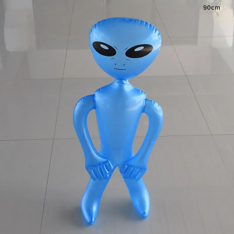 90cm UFO Alien Model Green Purple Blue ET Kids Adult Inflatable Toys Halloween Funny Cosplay Props UFO Birthday Party Supplies