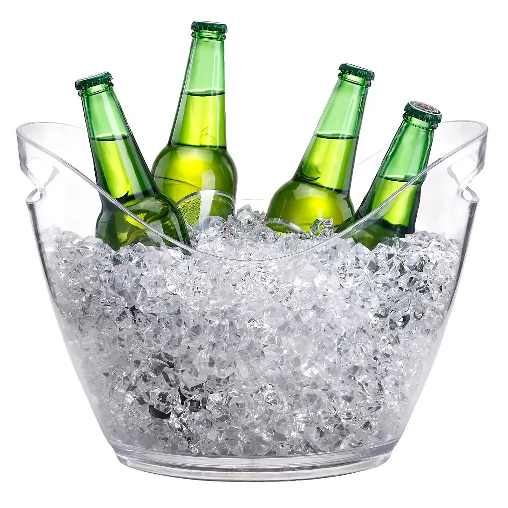 4L Clear Plastic Ice Bucket Party Bar Beer Wine Champagne Cooler Home Kitchen Beverage Drinks Cooling Container