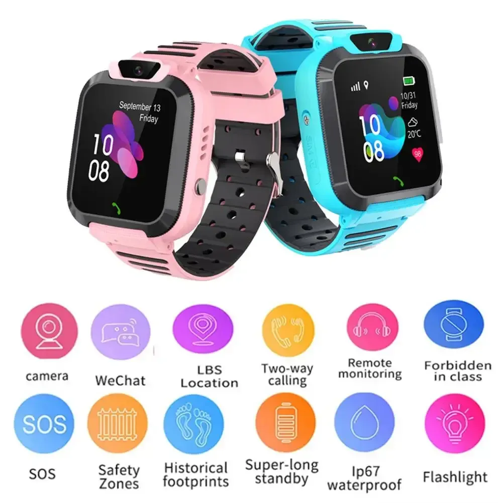 Watches Q16s Waterproof Smart Watch for Kids GPS Pouch Screen Phone Present 2G telefonklocka för pojkar och flickor grundskolestudenter