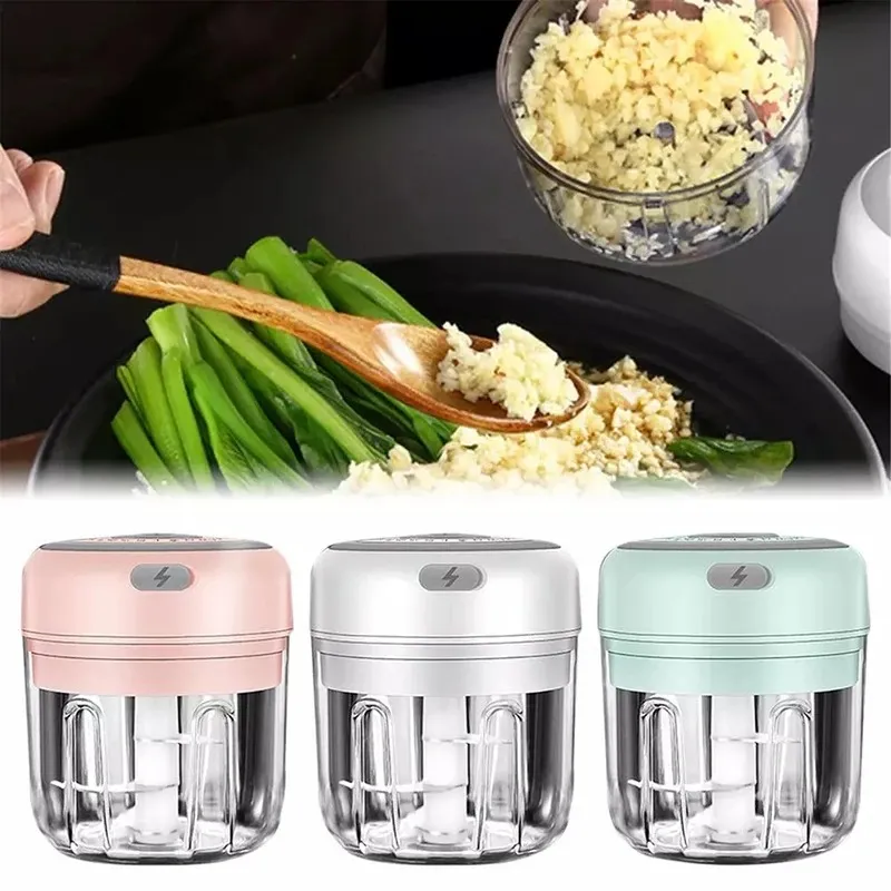 100/250 ml mini elektrische knoflook Masher stevige duurzame mini crusher Chopper USB opladen Smart elektrische groente helikopter keuken