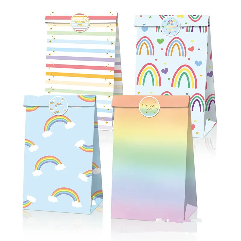 12 -stcs/veel schattige regenboogwolk Summer themafeest papieren zakken snoepbox koekje cadeauzakken baby shower verjaardag voorsteden benodigdheden