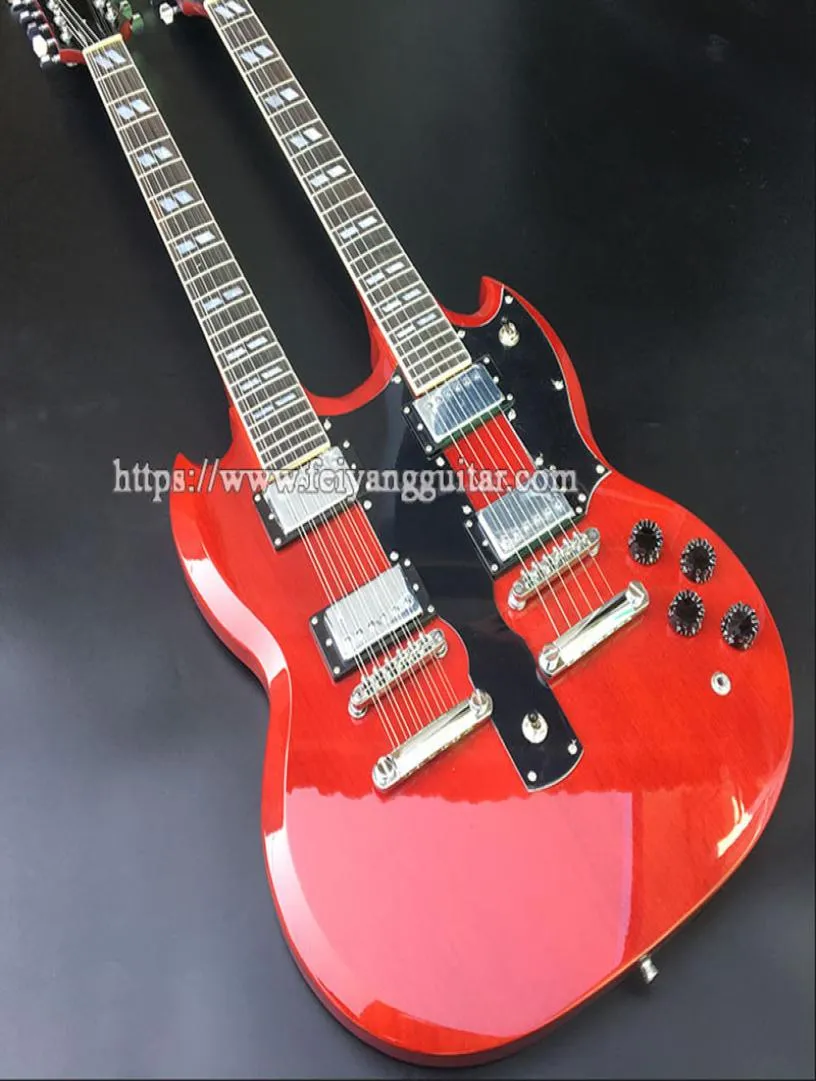 High quality doubleheaded electric guitar mahogany red wine paint custom electric guitar guitar delivery of musical inst9375800