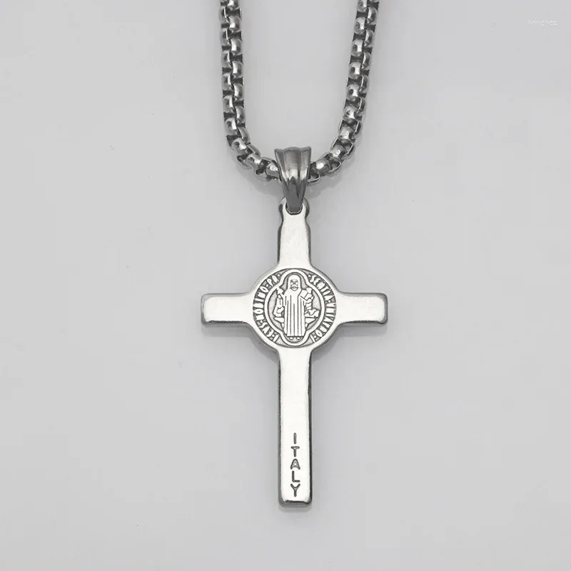 Pendant Necklaces Stainless Steel Fashion Creative Jesus Cross Men's Necklace Personality Charm Trend Faith Jewelry Accessories Gifts For