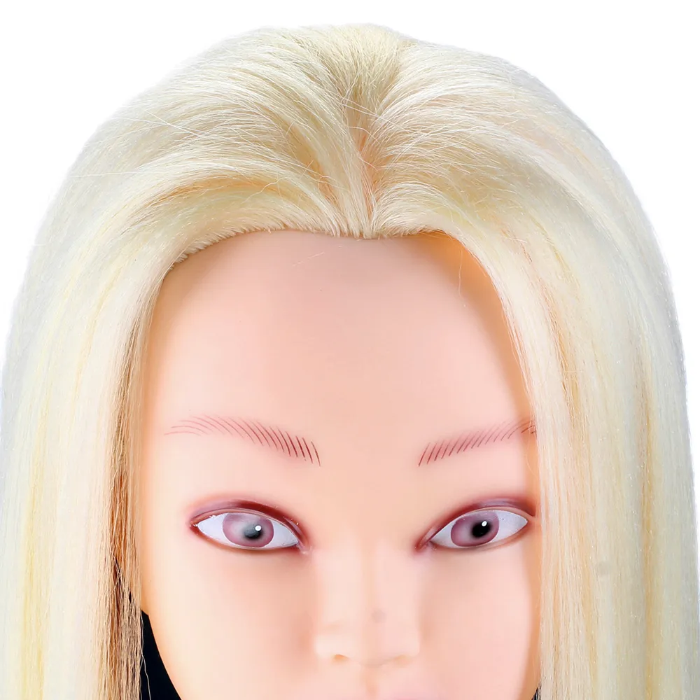 70 cm lång färgstark hårfrisörsträning Huvud med stativ kammar bra syntetisk hår dummy docka manikin huvud för frisyrer