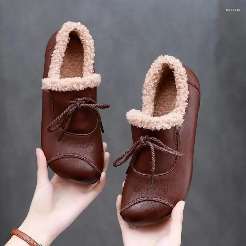 Casual Shoes Designer Retro Flat Women's Genuine PU Leather Loafers Woman Flats Ballerina Ladies Comfy Driving Moccasins
