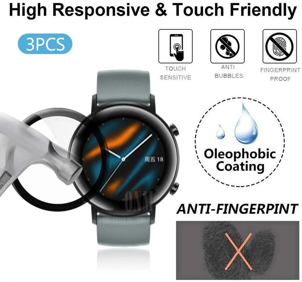 Couverture de film de protection douce 5d Edge incurvé pour Huawei Watch GT2E GT 2E Sports Vitality Screen Protector (pas de verre)