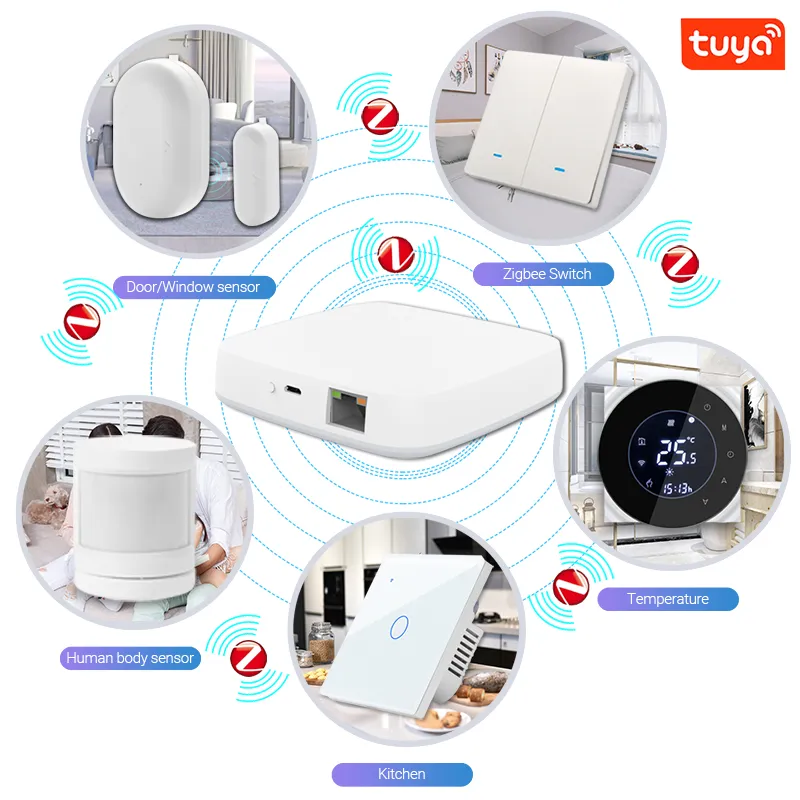 Tuya Zigbee Bridge Smart Home Zigbee Gateway Hub Remote Control ZigBee Devices via Smart Life App fungerar med Alexa Google Home