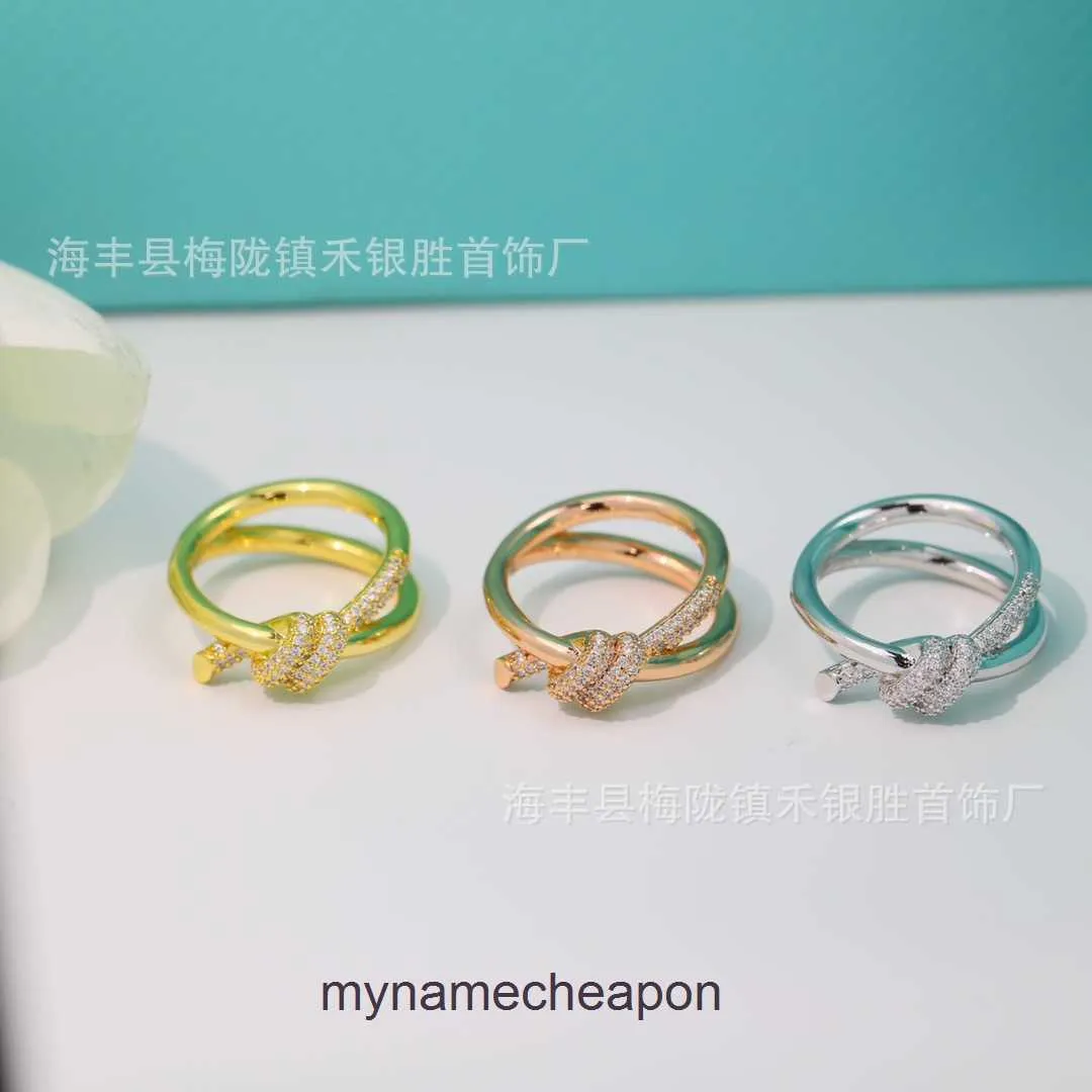 Anelli di design di alto grado per la tifance della donna Lo stesso tipo di nodo anello di diamanti completo di anello in oro rosa 18k Valentines GIORNI ORIGINALE 1: 1 con logo reale